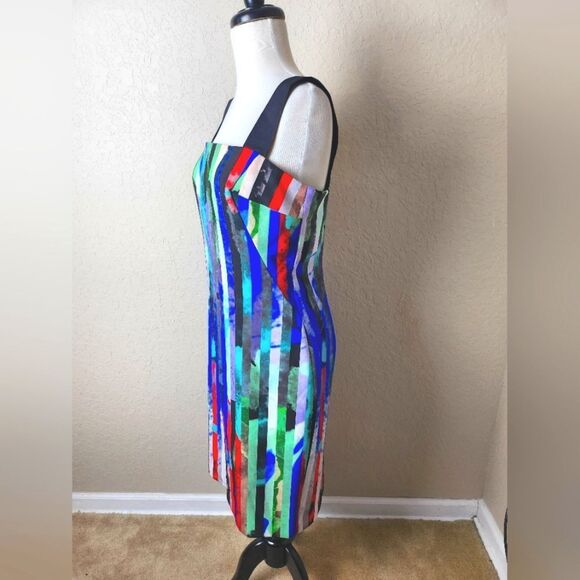 Milly Lorena Print Dress Sleeveless Knee Length Wide Straps Size 8 - Picture 7 of 11